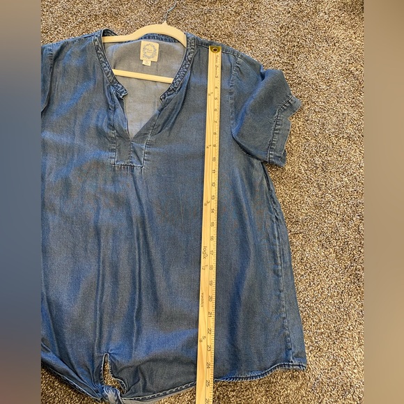 Blue Rain Denim V Neck Tie Front Top - Picture 7 of 7